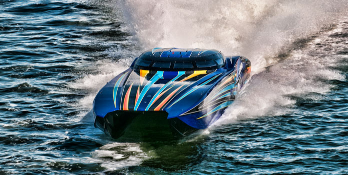 Brad Benson's 52' MTI Pass Blocker will be part of the stellar fleet during next month's Miami Boat Show Poker Run, and speedonthewater.com's Matt Trulio will be along for part of the ride. Photo courtesy/copyright Jay Nichols/Naples Image.