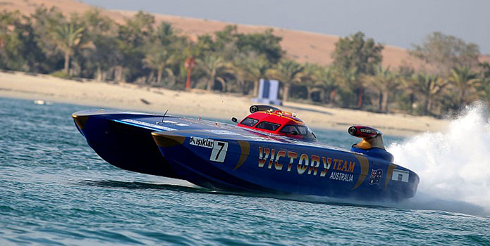 Victory Team Australia finished off an impressive showing by winning the first race of the Class 1 World Championship Abu Dhabi Grand Prix. Photo courtesy Class 1