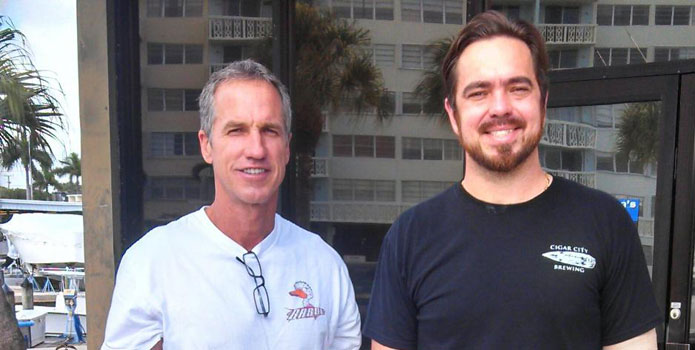 Well-known in go-fast boat circles, John Tomlinson (left) is partnering with his craft-brewing phenom stepson, Johnathon Wakefield, in a Miami-based brewery.