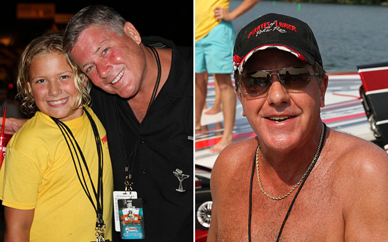John Woodruff, right, and his friend Kenny Armstrong, who owns the Phantom MTI catamaran, made sure the poker run charities received as much money as possible. Photos courtesy Florida Powerboat Club
