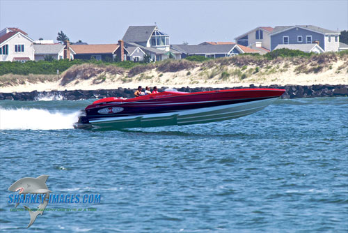 Joe Sabo and company got some rough treatment offshore in Sabo's 38' Cigarette during the Atlantic City Poker Run.