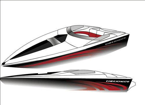 An artists rendering of the Checkmate 36' Convincor emphasizes the new model's sleek lines.