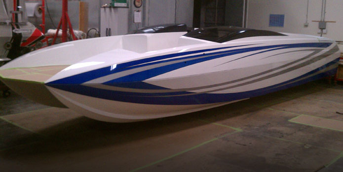 E-Ticket Performance Boats recently pulled this new 29 Luxury Cat from the mold.