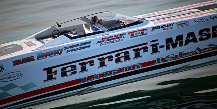 Hayim on Tominson fly to a new Around Long Island record. Photos courtesy/copyright of the National Power Boat Association, the sanctioning body for the run.