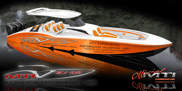 This is the latest rendering of MTI's new SV42 V-bottom that the company plans to take to the Lake of the Ozarks Shootout this weekend.