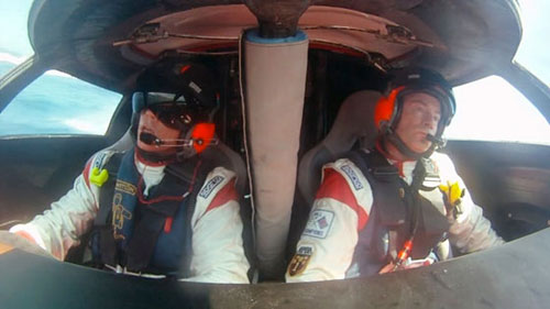 A view into the cockpit with Nigel Hook (right) and Michael Silfverberg.