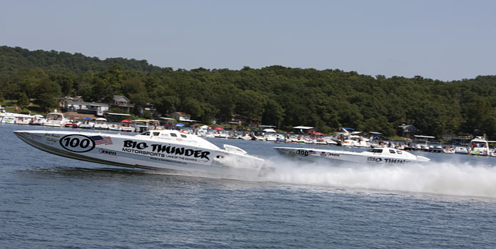 For more than 20 years, Bob Morgan and his Big Thunder Motorsports boats were a mainstay at the Lake of the Ozarks Shootout. Photo by Robert Brown