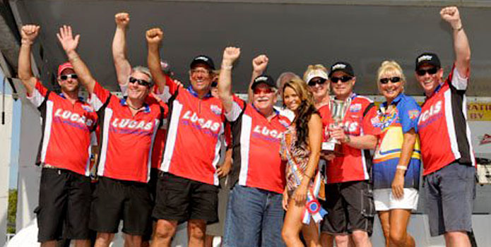The Lucas Oil team celebrates its victory in Sarasota, Fla. Photo courtesy Chuck Carroll