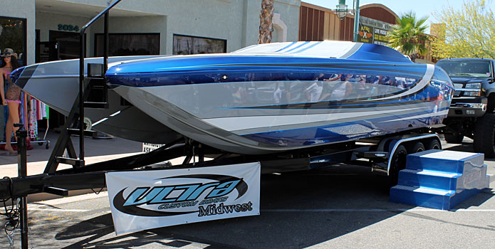 Ultra Custom Boats Midwest made its debut at the Desert Storm Poker Run in Lake Havasu City, Ariz., with a new 27 Shadow catamaran.
