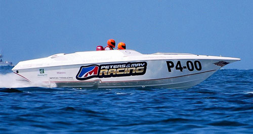 Trent Weyant's Fountain is one of 13 race boats sponsored by Peters & May.