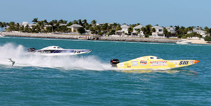 Blacksand and 5 Brothers Grocery/DoubleEdge Motorsports finished closely on Sunday in the Superboat Stock class.